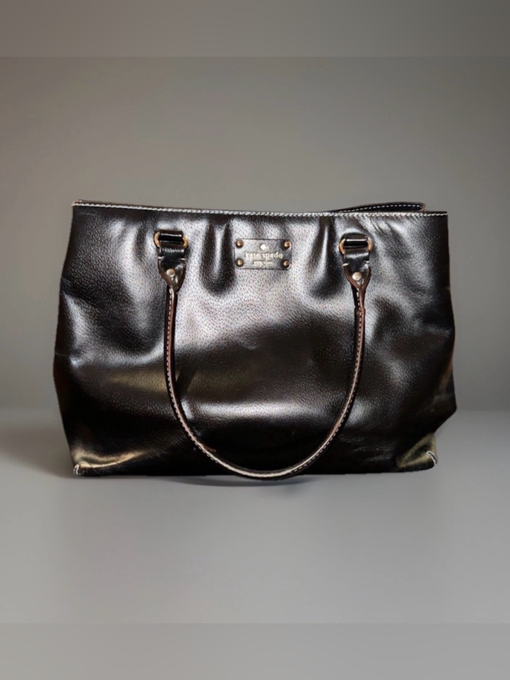 Kate Spade Large Black Leather Tote | Gold Hardware | Spacious Work/School Bag